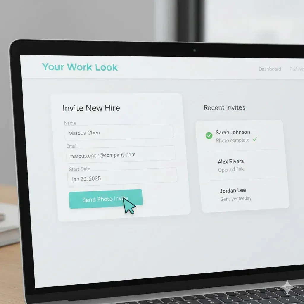 Work Impression dashboard showing simple invite form